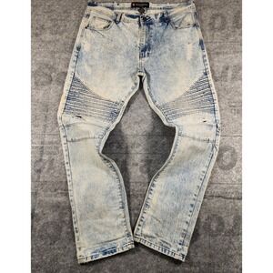 southpole jeans‎ Men's 38x33 blue distressed bootcut cotton Demin
